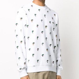 Lacoste X Jean-Michel Tixier all over print sweat in white Limited Edition